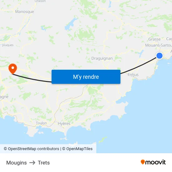 Mougins to Trets map
