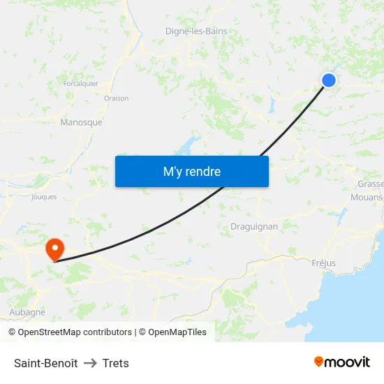 Saint-Benoît to Trets map
