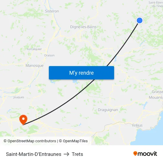 Saint-Martin-D'Entraunes to Trets map