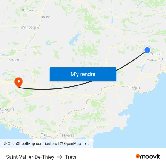 Saint-Vallier-De-Thiey to Trets map