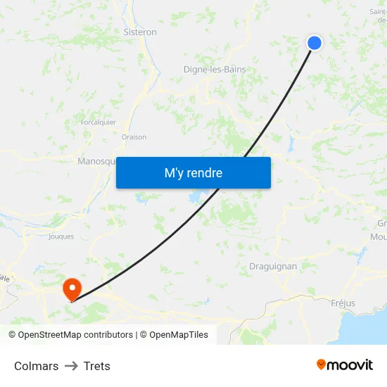 Colmars to Trets map