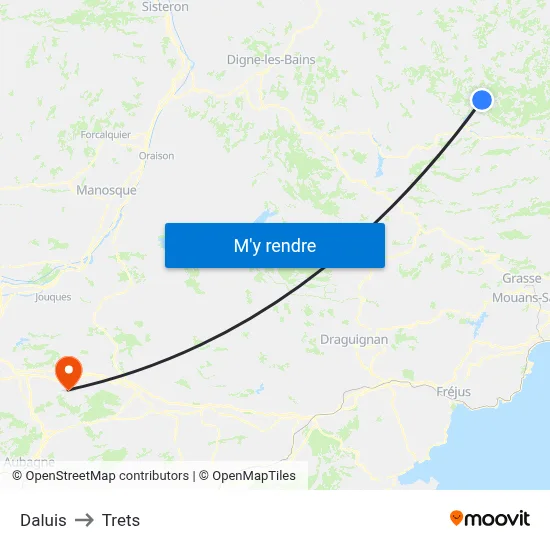 Daluis to Trets map