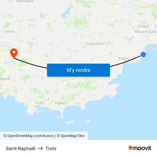 Saint-Raphaël to Trets map