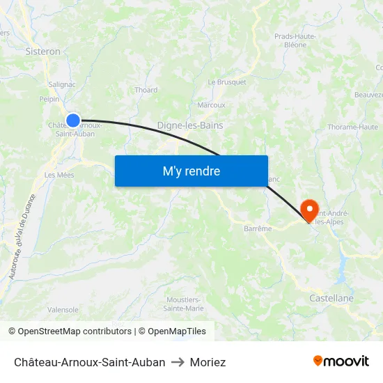 Château-Arnoux-Saint-Auban to Moriez map