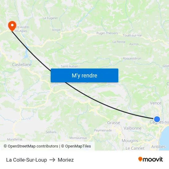 La Colle-Sur-Loup to Moriez map