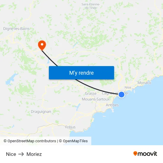 Nice to Moriez map