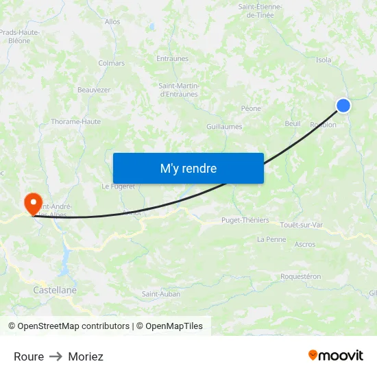 Roure to Moriez map