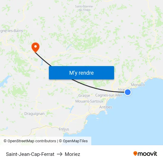 Saint-Jean-Cap-Ferrat to Moriez map