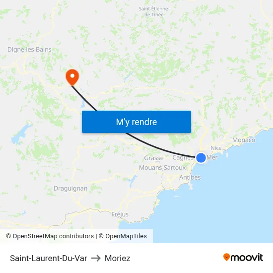 Saint-Laurent-Du-Var to Moriez map