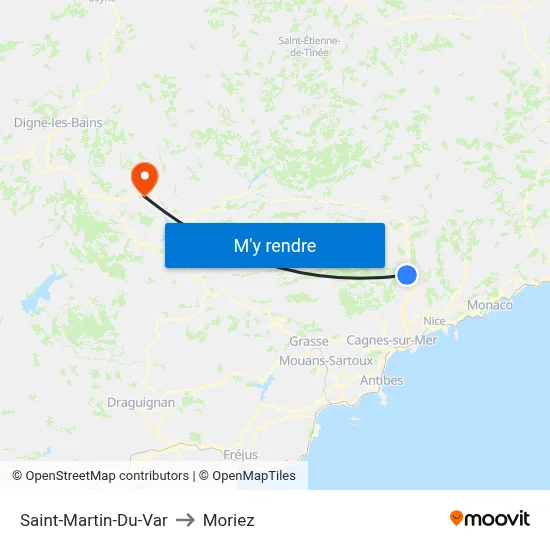 Saint-Martin-Du-Var to Moriez map