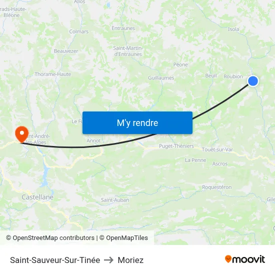 Saint-Sauveur-Sur-Tinée to Moriez map