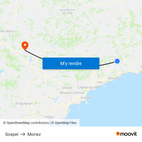 Sospel to Moriez map