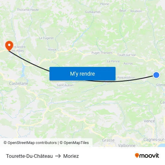 Tourette-Du-Château to Moriez map