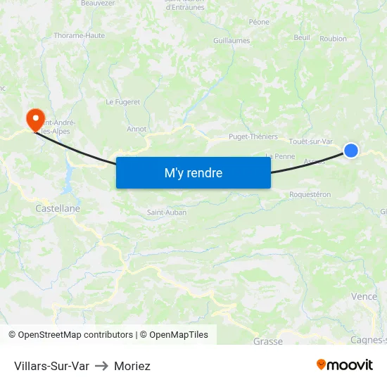 Villars-Sur-Var to Moriez map