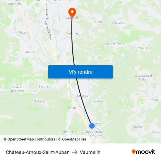 Château-Arnoux-Saint-Auban to Vaumeilh map
