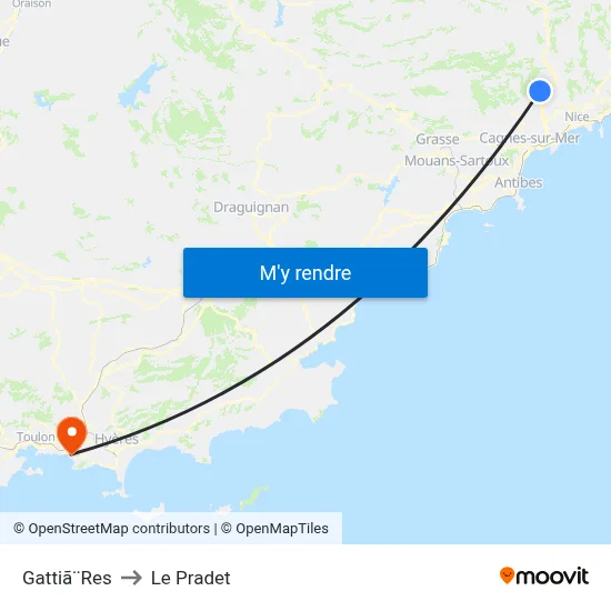 Gattiã¨Res to Le Pradet map