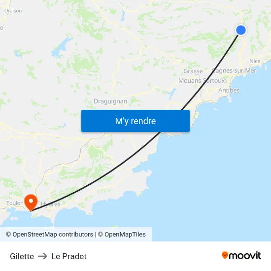 Gilette to Le Pradet map