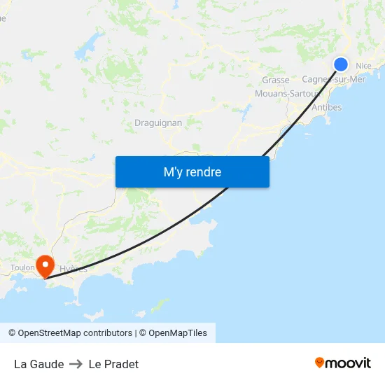 La Gaude to Le Pradet map