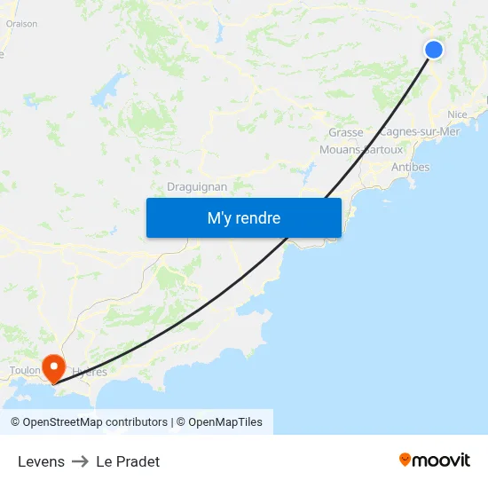 Levens to Le Pradet map