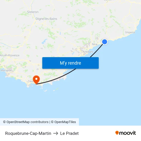 Roquebrune-Cap-Martin to Le Pradet map