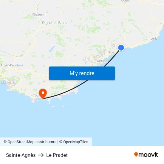 Sainte-Agnès to Le Pradet map