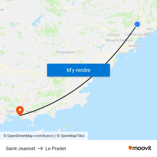 Saint-Jeannet to Le Pradet map