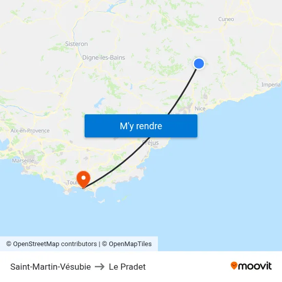 Saint-Martin-Vésubie to Le Pradet map