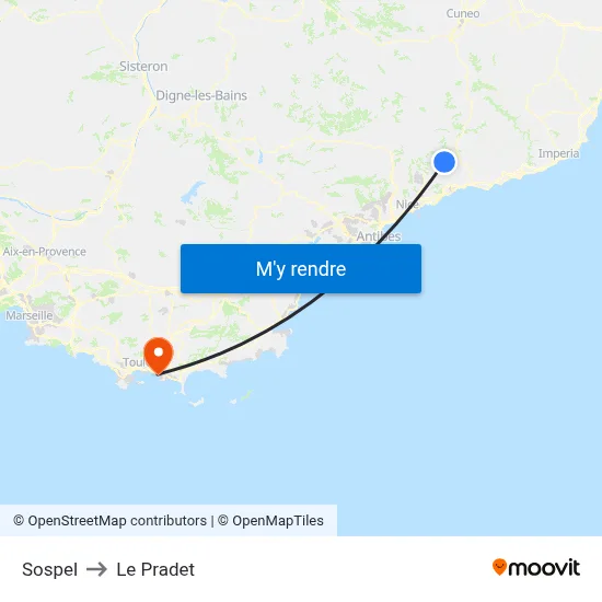 Sospel to Le Pradet map