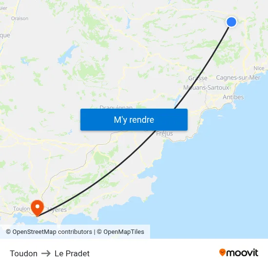 Toudon to Le Pradet map