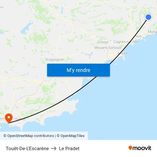 Touët-De-L'Escarène to Le Pradet map