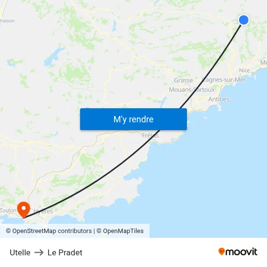 Utelle to Le Pradet map