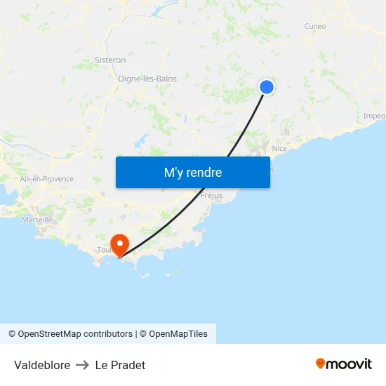 Valdeblore to Le Pradet map