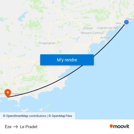 Èze to Le Pradet map