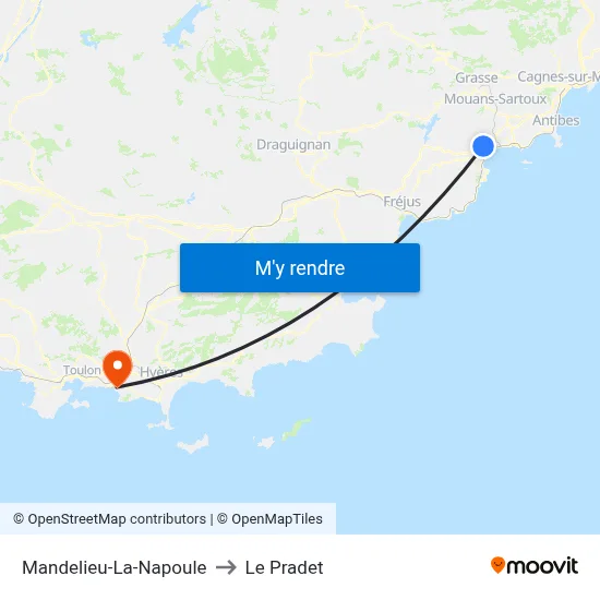 Mandelieu-La-Napoule to Le Pradet map