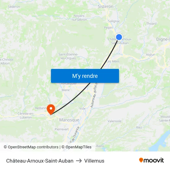 Château-Arnoux-Saint-Auban to Villemus map