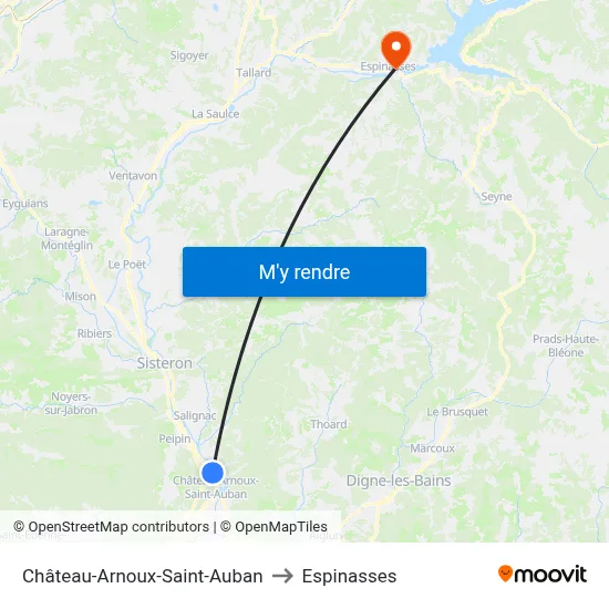 Château-Arnoux-Saint-Auban to Espinasses map