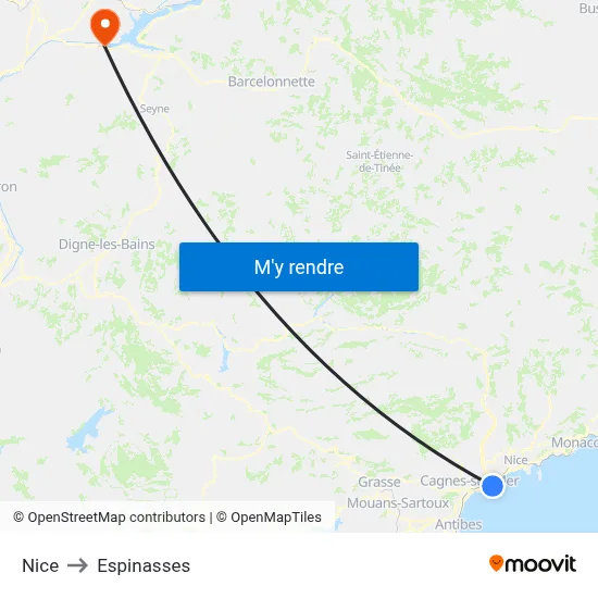 Nice to Espinasses map