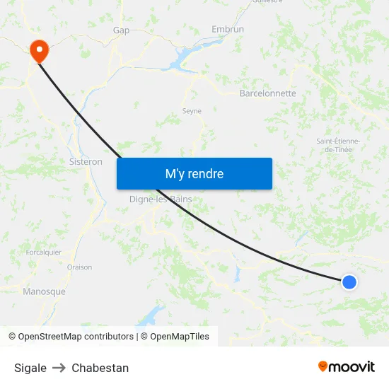 Sigale to Chabestan map