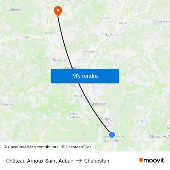 Château-Arnoux-Saint-Auban to Chabestan map