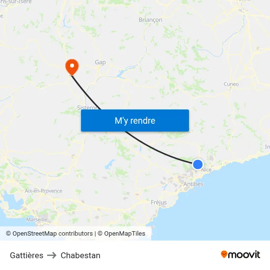 Gattières to Chabestan map