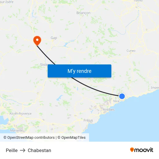 Peille to Chabestan map