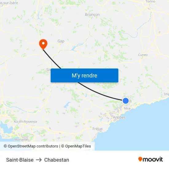 Saint-Blaise to Chabestan map
