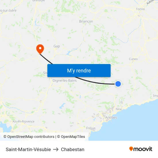 Saint-Martin-Vésubie to Chabestan map