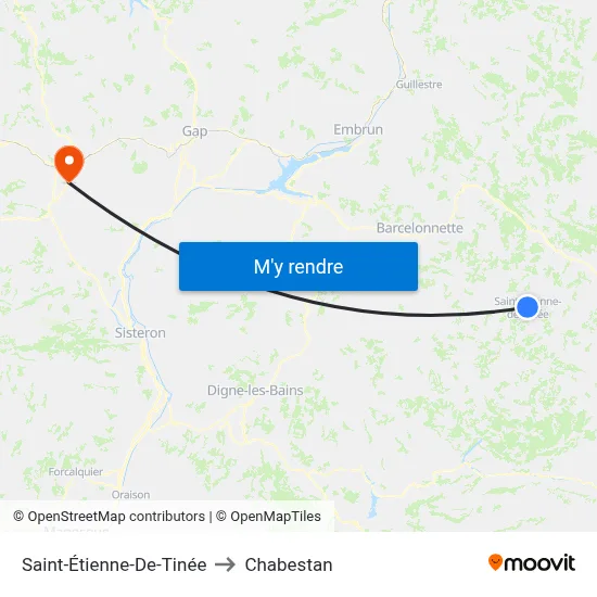 Saint-Étienne-De-Tinée to Chabestan map