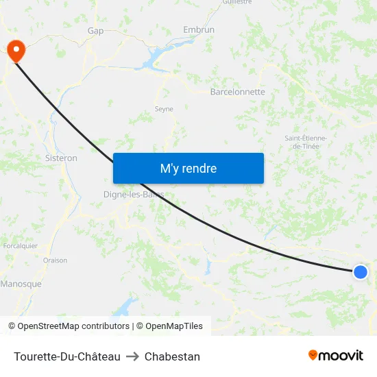Tourette-Du-Château to Chabestan map