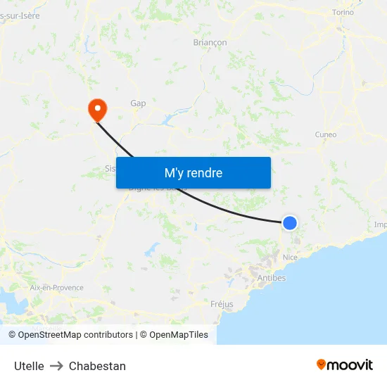 Utelle to Chabestan map