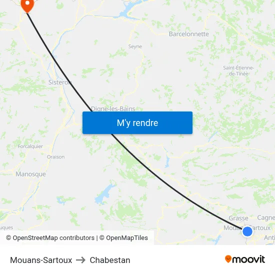 Mouans-Sartoux to Chabestan map