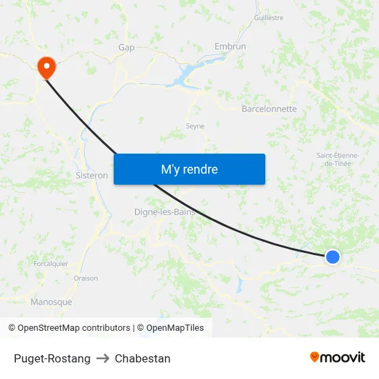 Puget-Rostang to Chabestan map