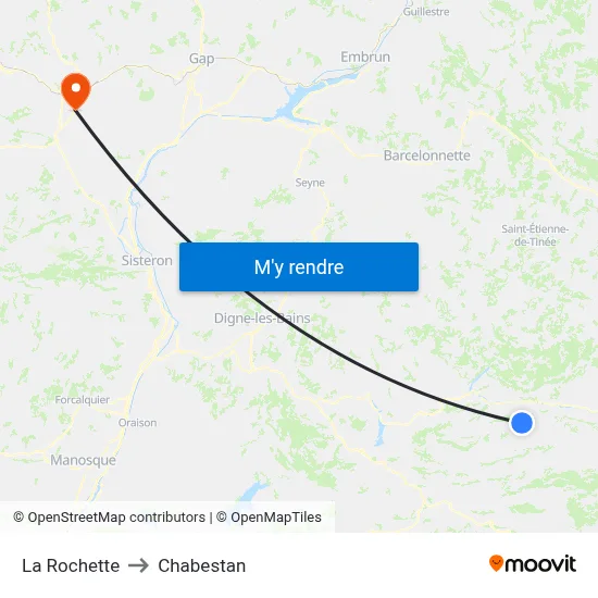 La Rochette to Chabestan map