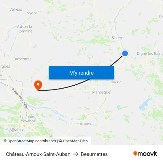 Château-Arnoux-Saint-Auban to Beaumettes map